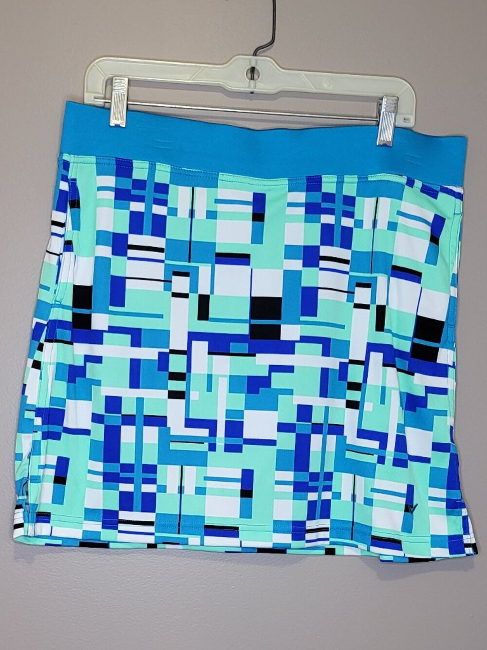 Callaway Opti-Dri Geometric Print Golf Skort Women's Large Blue Aqua Stretch